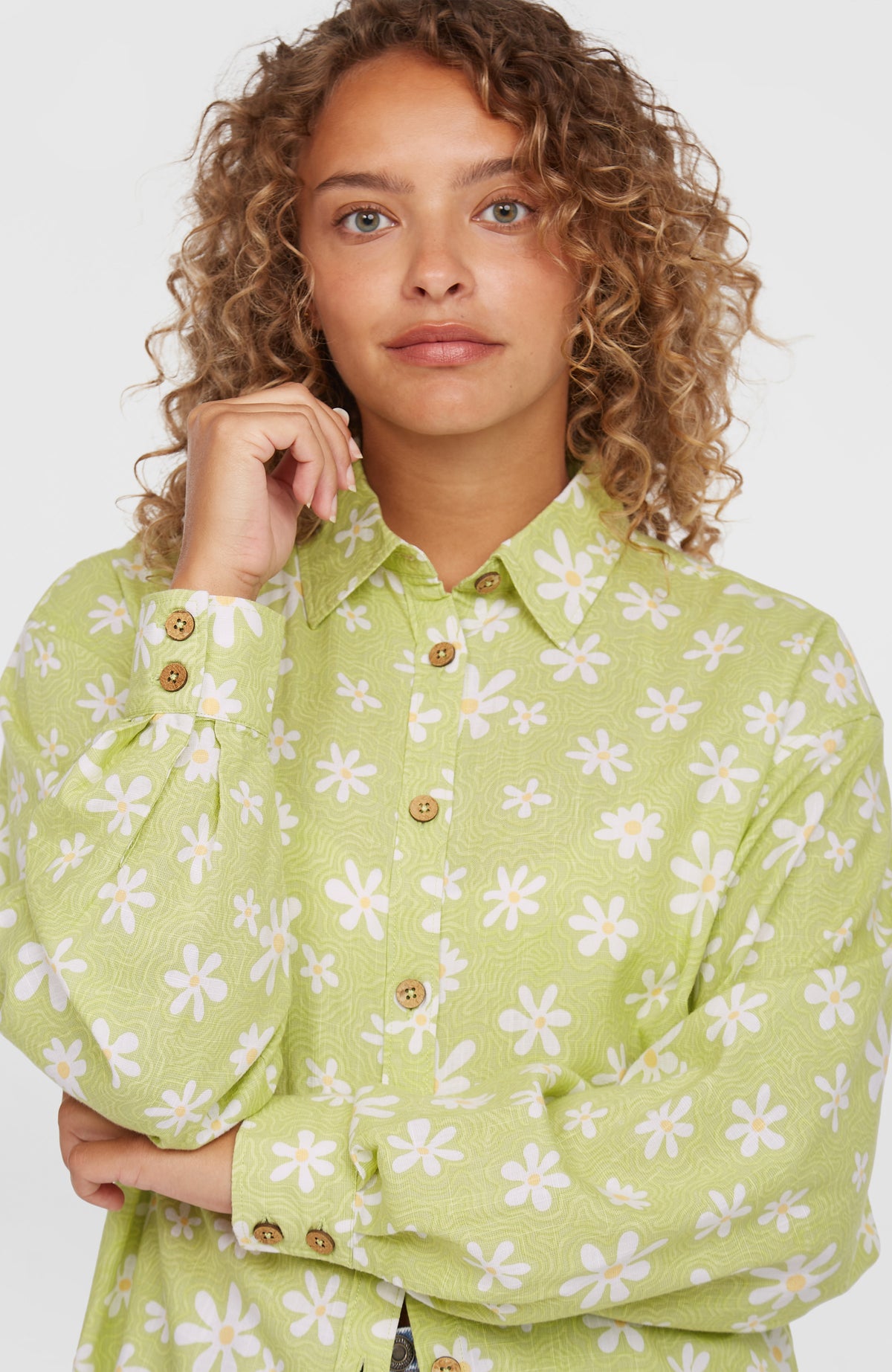 Beach Vintage lange blouse | Green Daisyline
