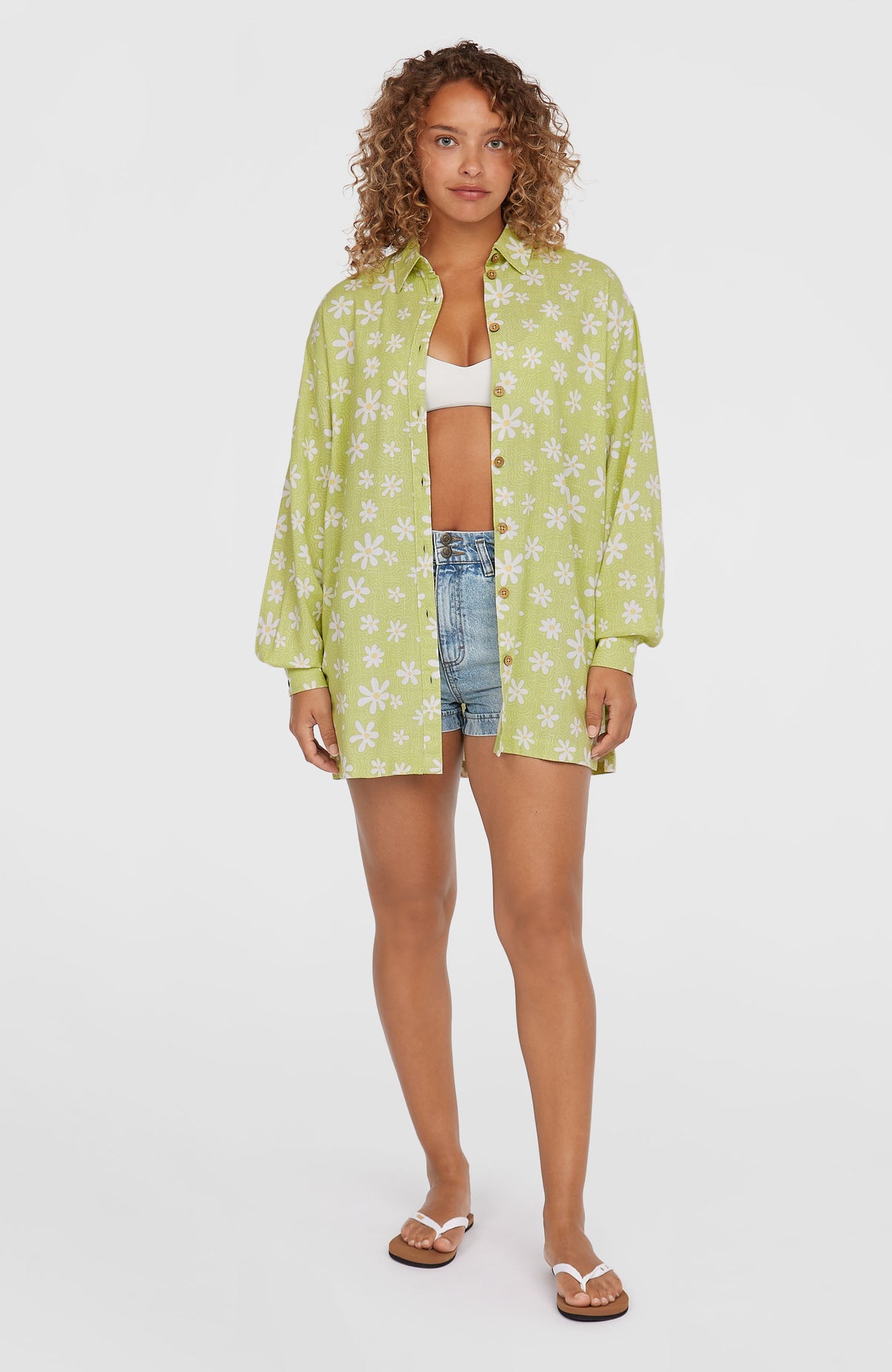Beach Vintage lange blouse | Green Daisyline
