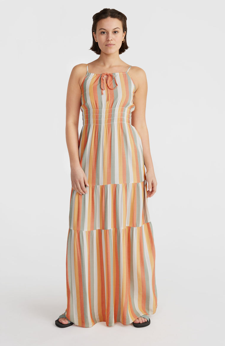 Quorra maxi-jurk | Orange Multistripe Quorra maxi-jurk | Orange Multistripe