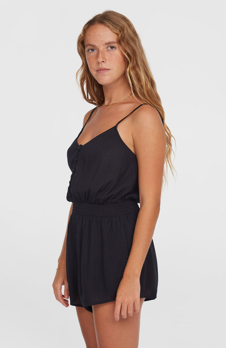 Playsuit met knoopsluiting en dunne bandjes | Black Out