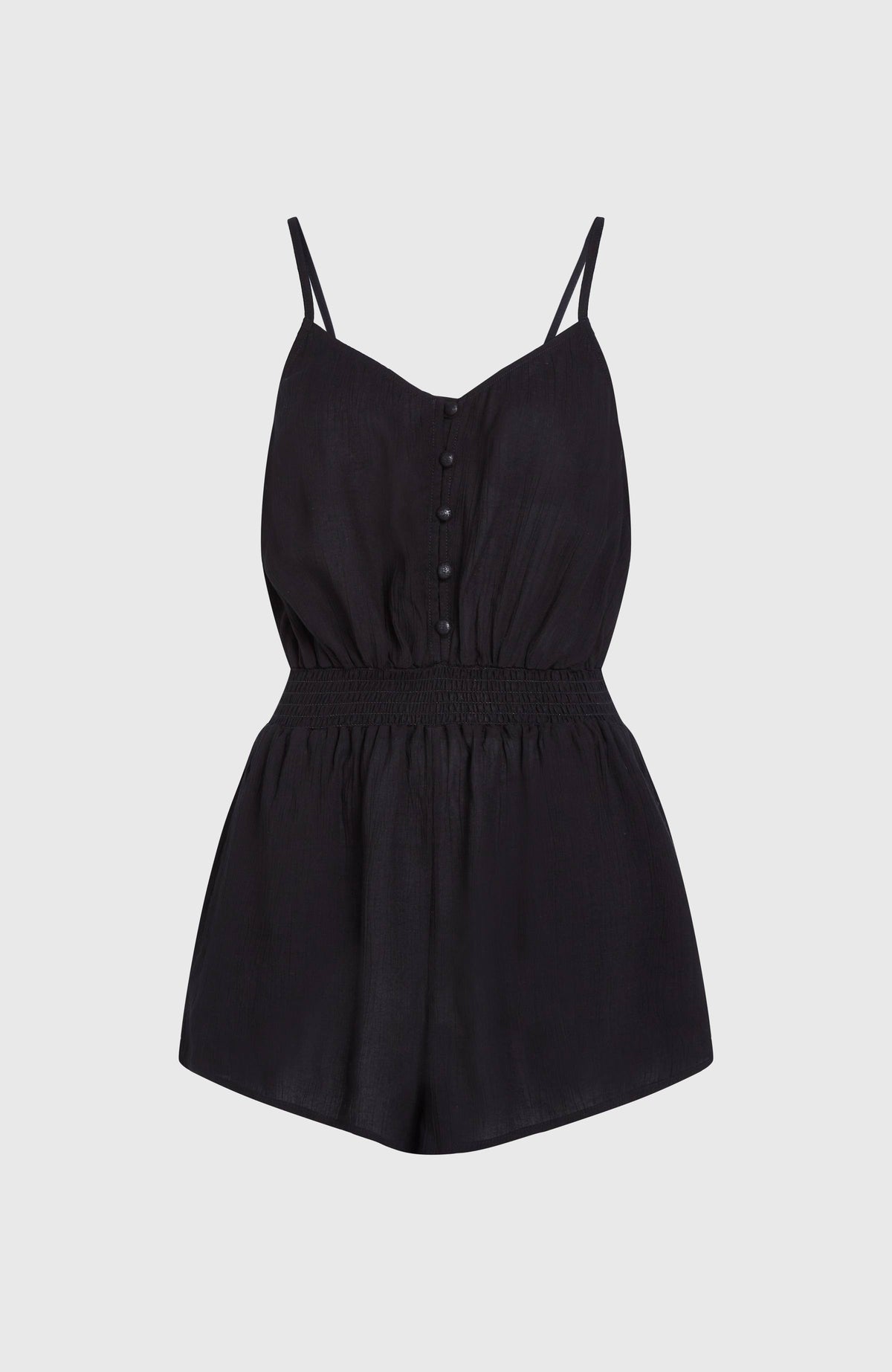 Playsuit met knoopsluiting en dunne bandjes | Black Out
