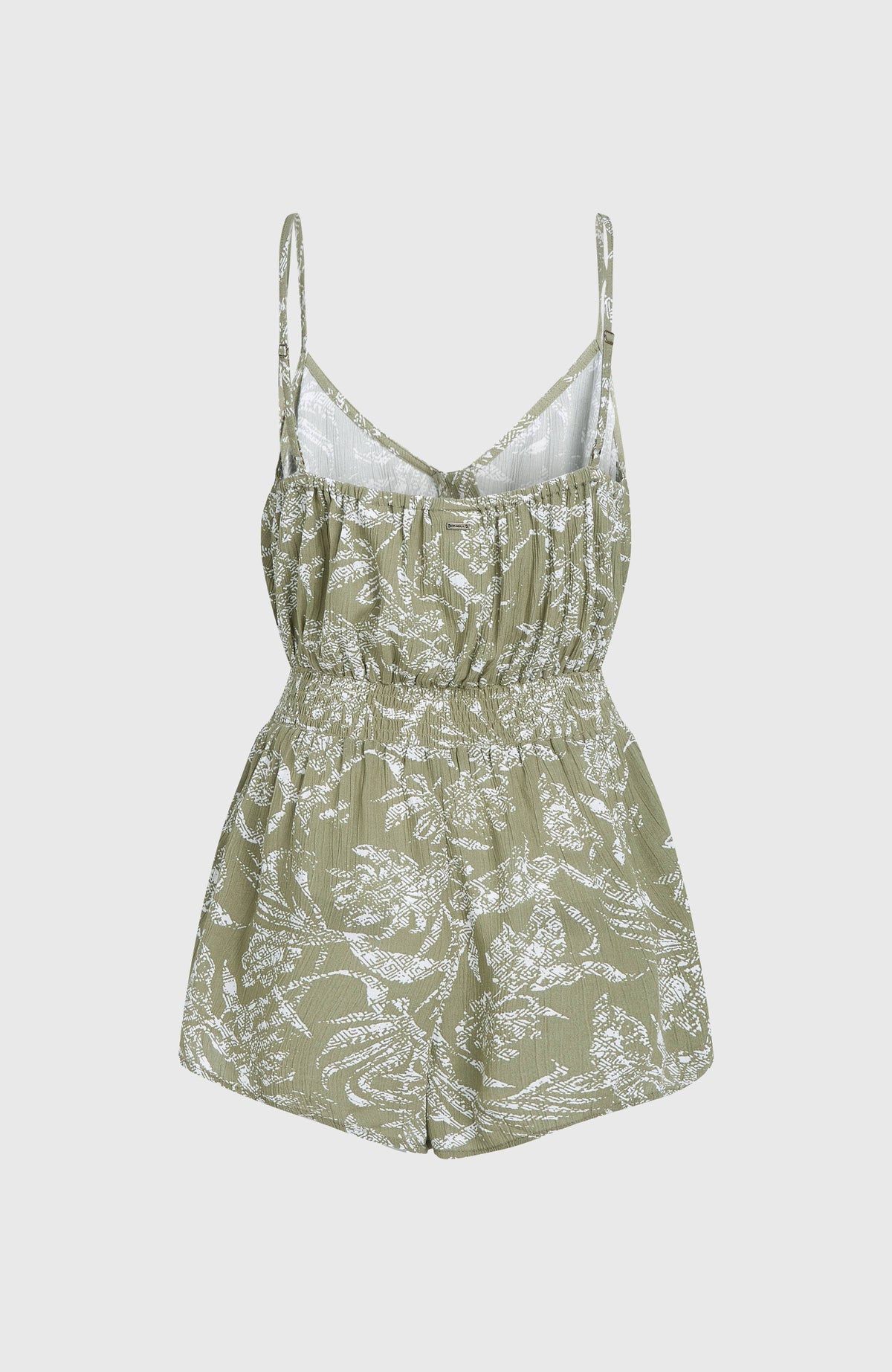 Playsuit met knoopsluiting en dunne bandjes | Green Textured Jungle