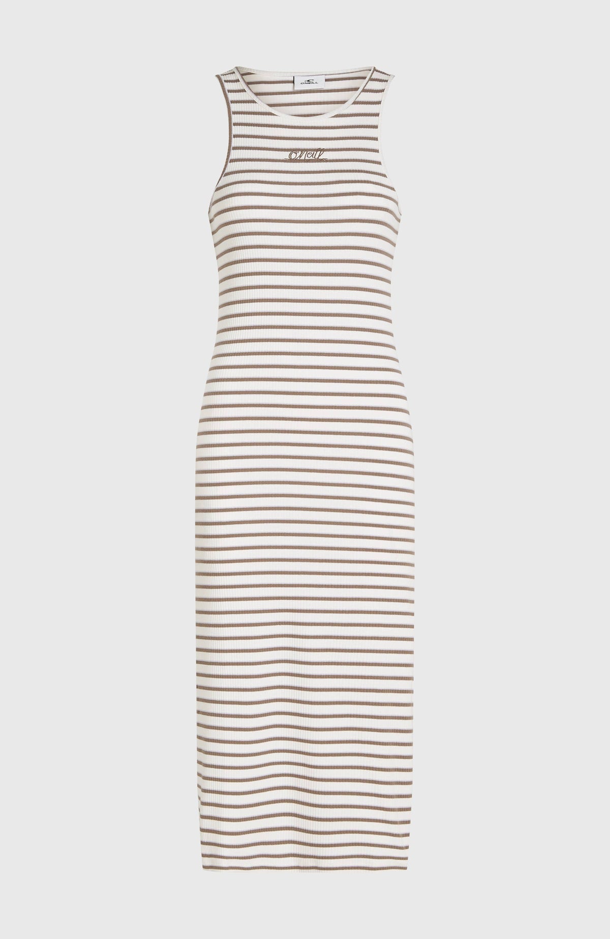 Jess Midi Rib jurk | White Yarn Dye Stripe