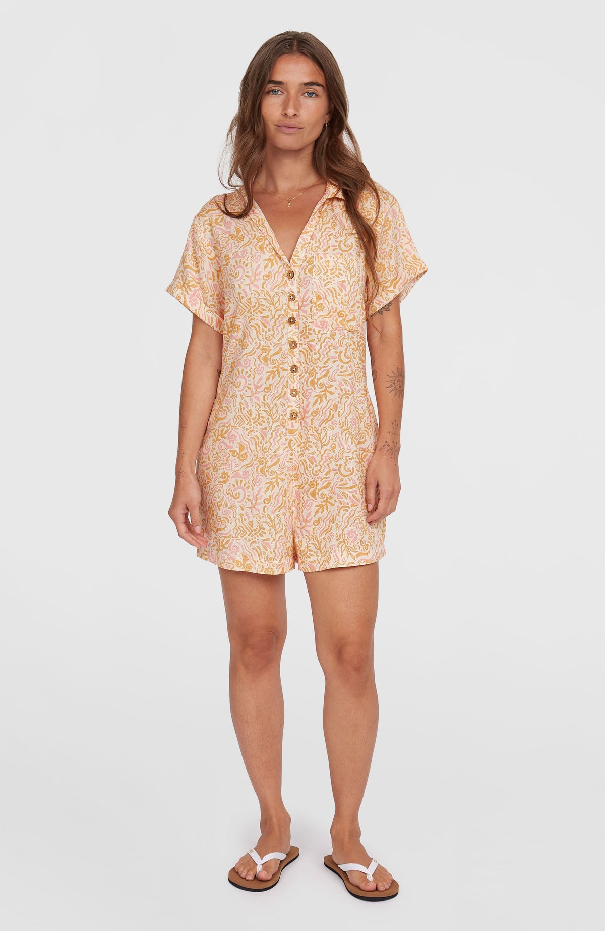 Women of the Wave playsuit | White Abstract Wave