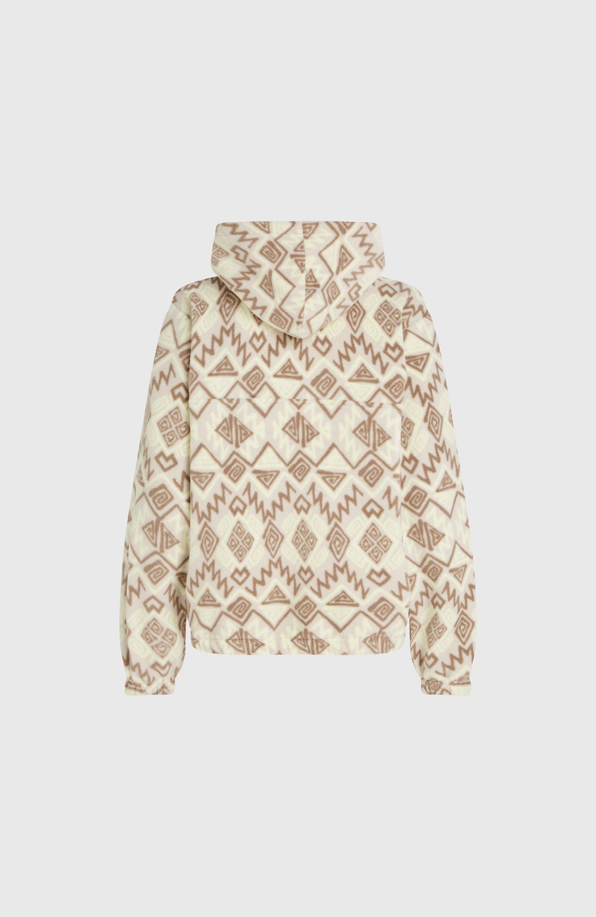 Superfleece hoodie met halve rits | Grey Retro Ikat