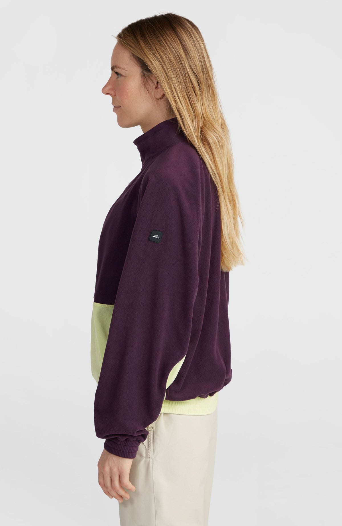 O'Riginals Polartec® 100 fleecetrui met halve rits | Aubergine Colour Block