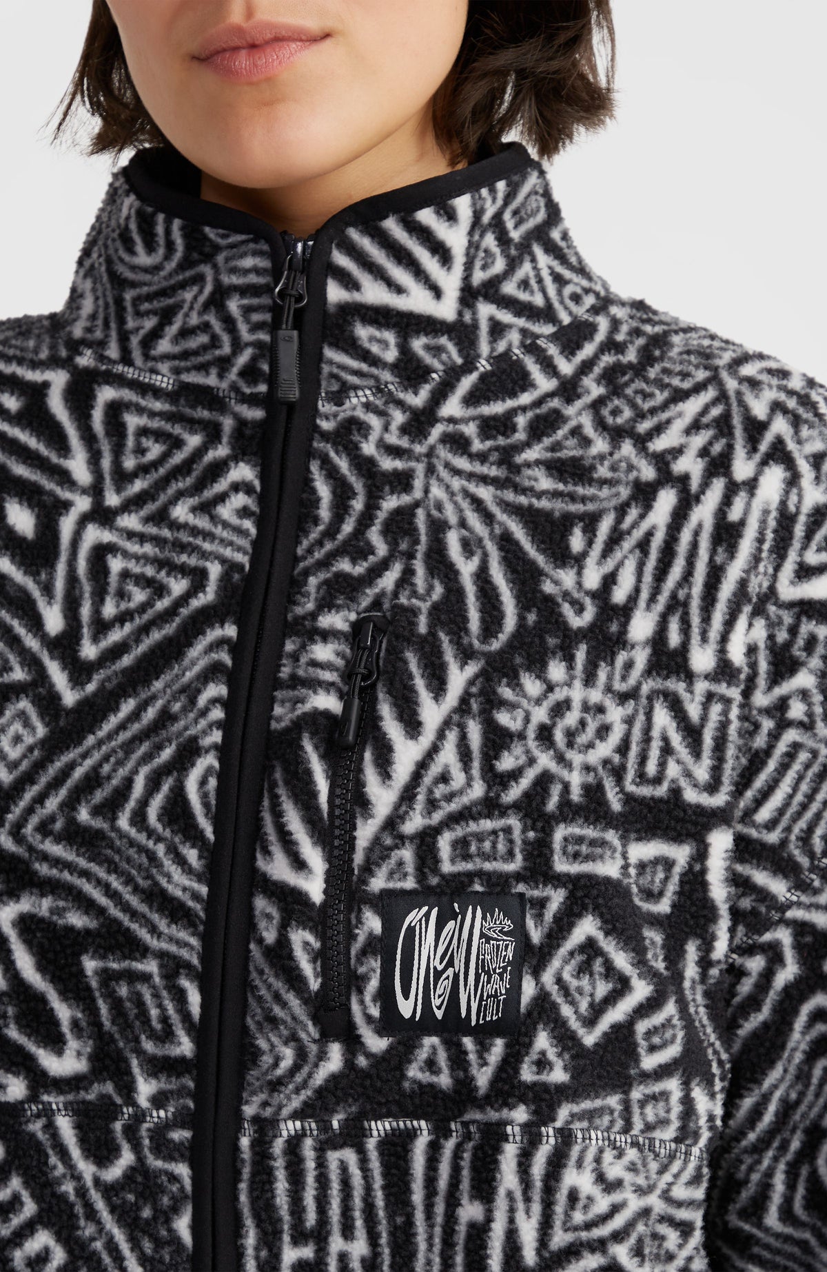 Surf Heroes vest van hoogpolig fleece | White/Black Sketcheritage