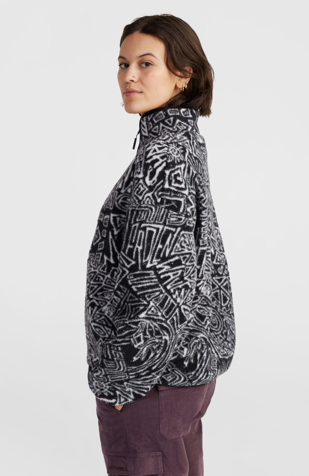 Surf Heroes vest van hoogpolig fleece | White/Black Sketcheritage