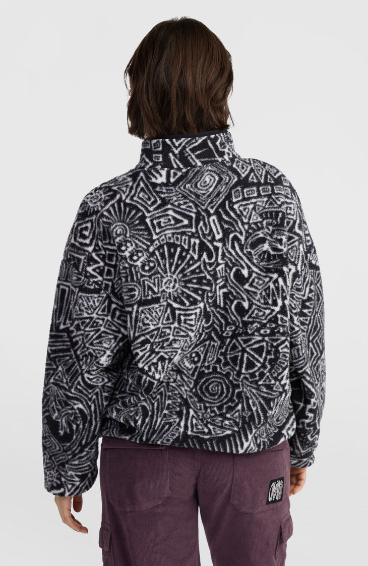 Surf Heroes vest van hoogpolig fleece | White/Black Sketcheritage