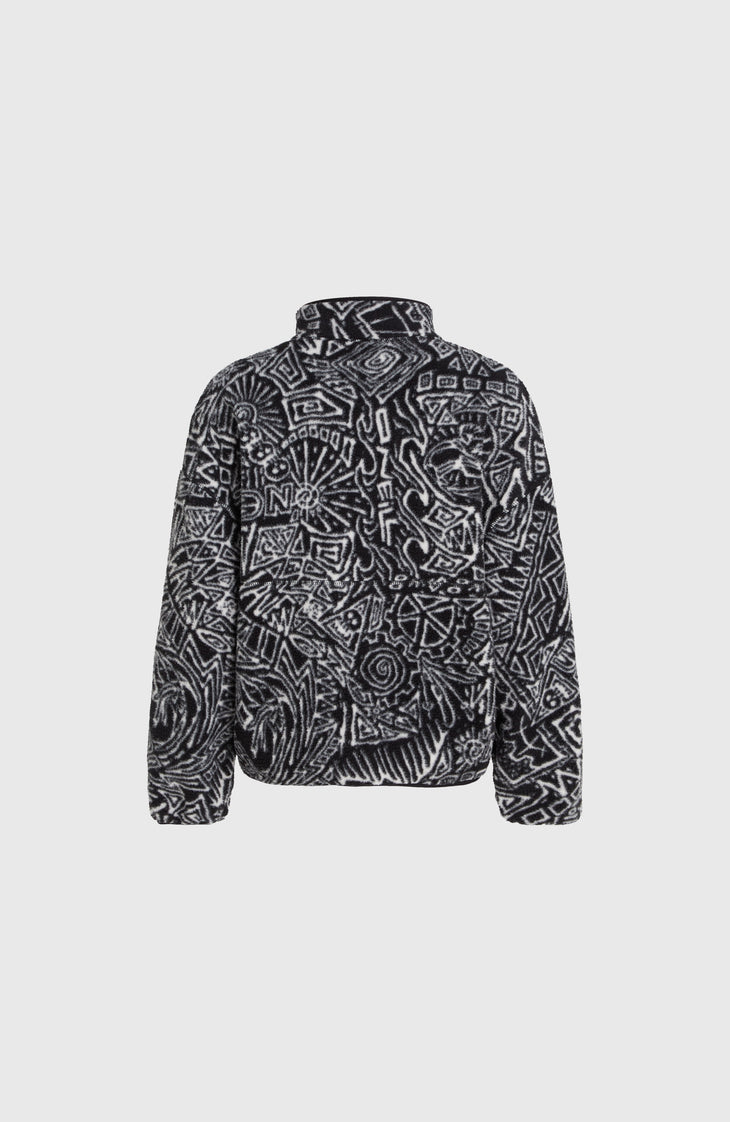 Surf Heroes vest van hoogpolig fleece | White/Black Sketcheritage
