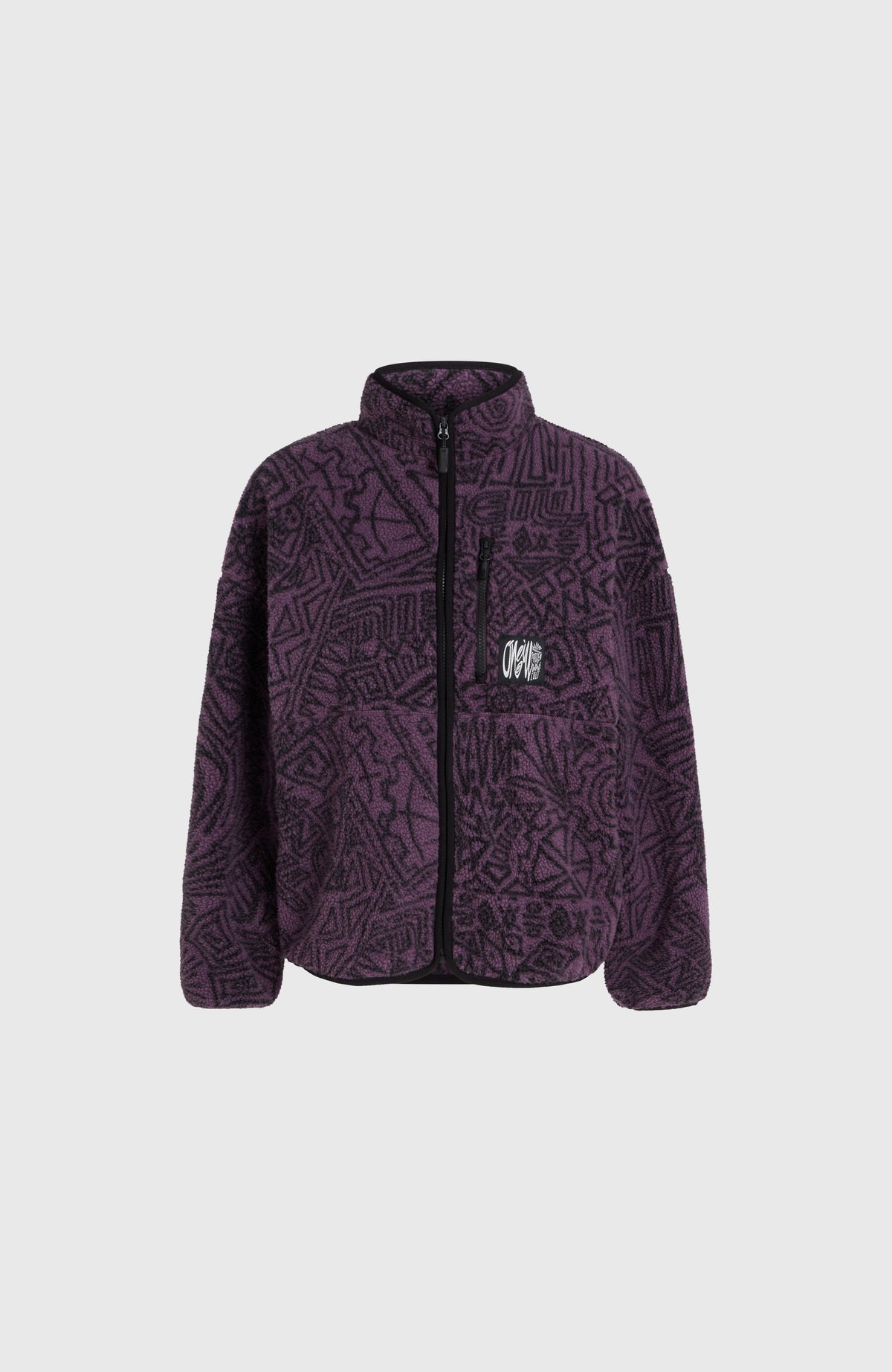 Surf Heroes vest van hoogpolig fleece | Black/Purple Sketcheritage
