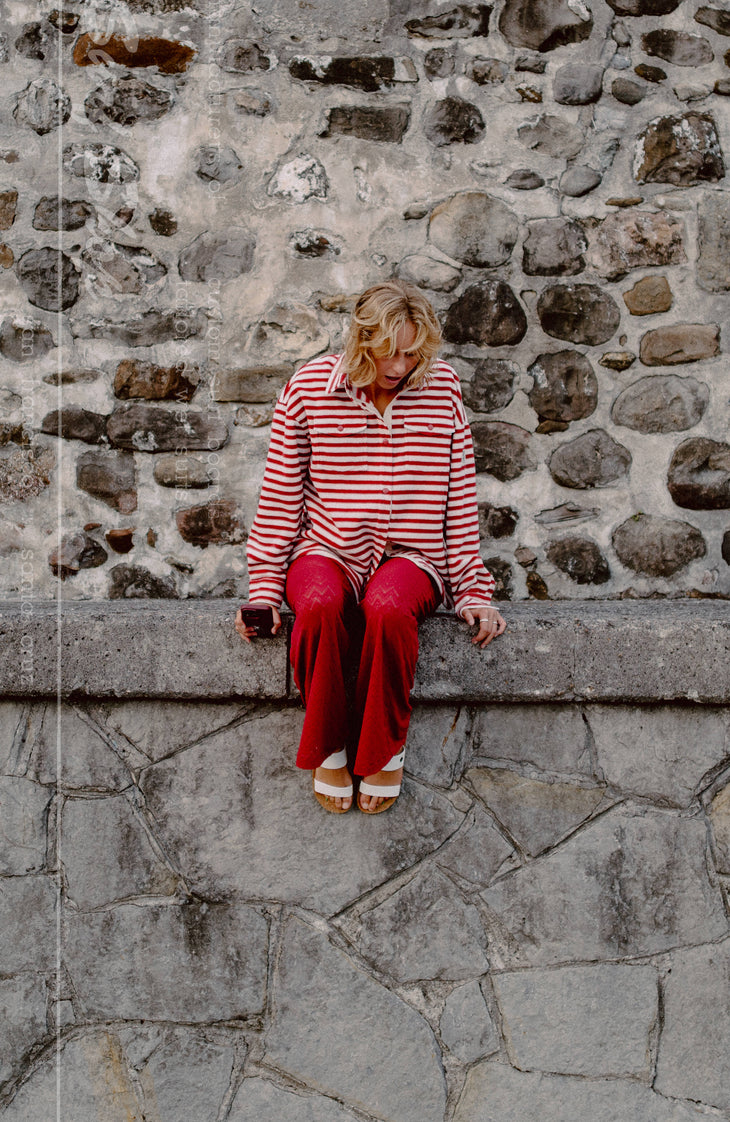 O'Riginals Superfleece blouse | White/Red Originals Stripe