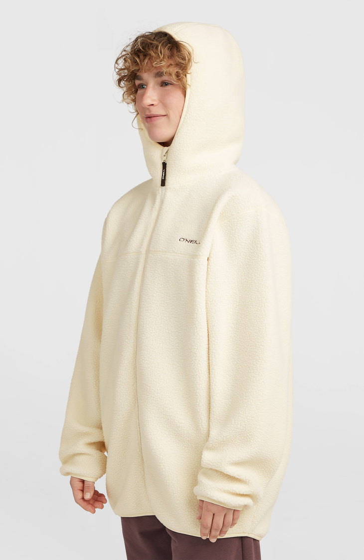 Must-Have High-Pile langer fleecevest met volledige rits | Linen White