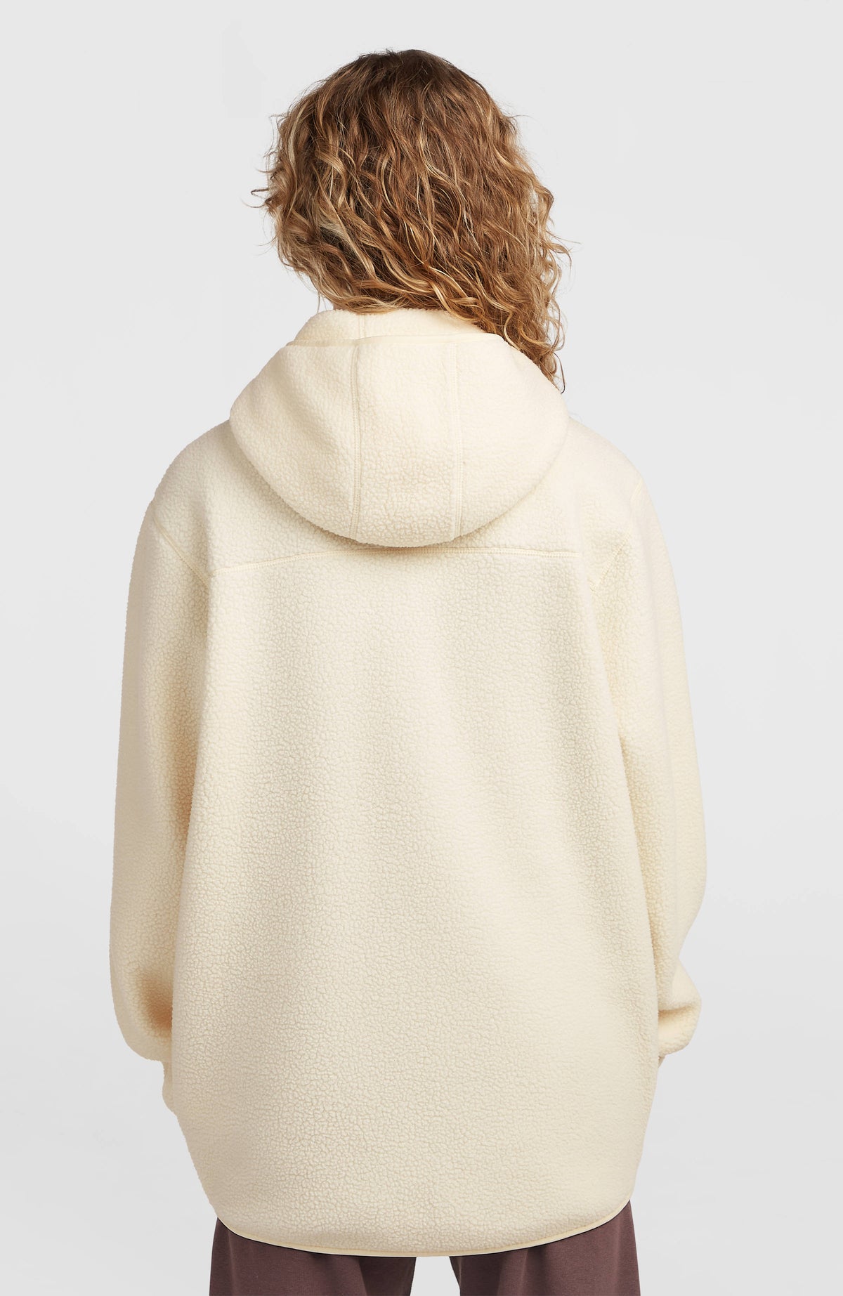 Must-Have High-Pile langer fleecevest met volledige rits | Linen White