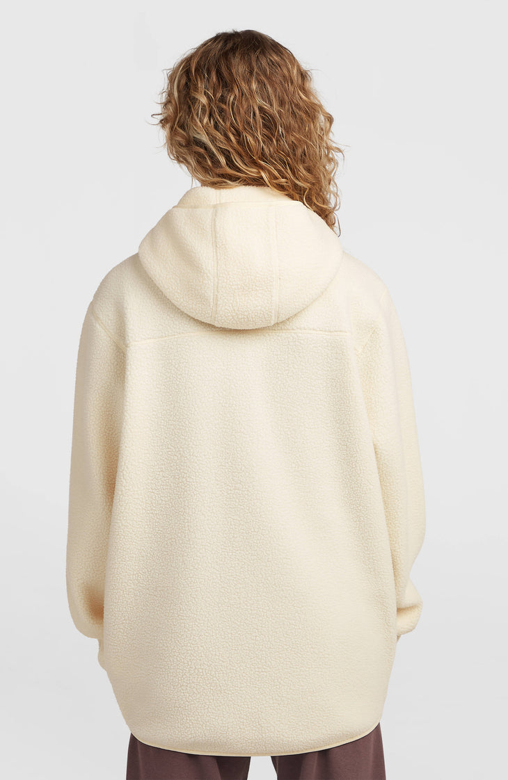 Must-Have High-Pile langer fleecevest met volledige rits | Linen White