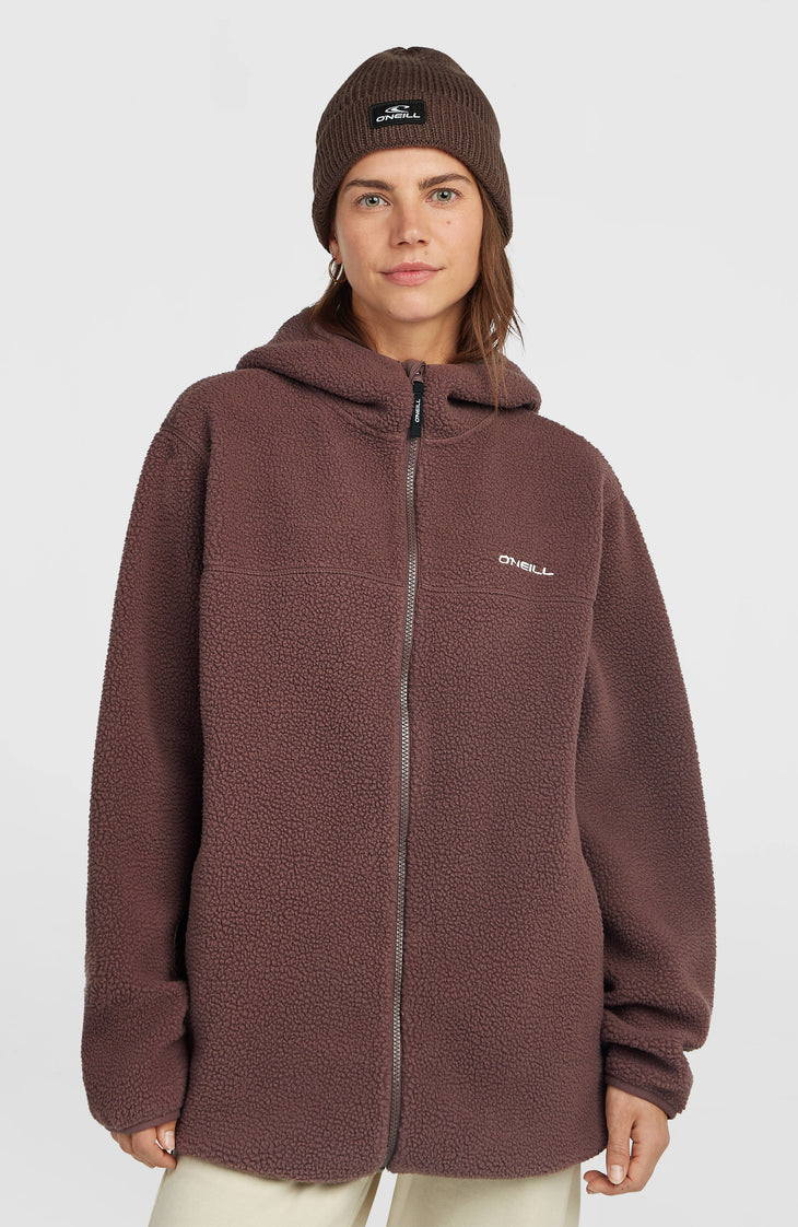 Must-Have High-Pile langer fleecevest met volledige rits | Purple Gray