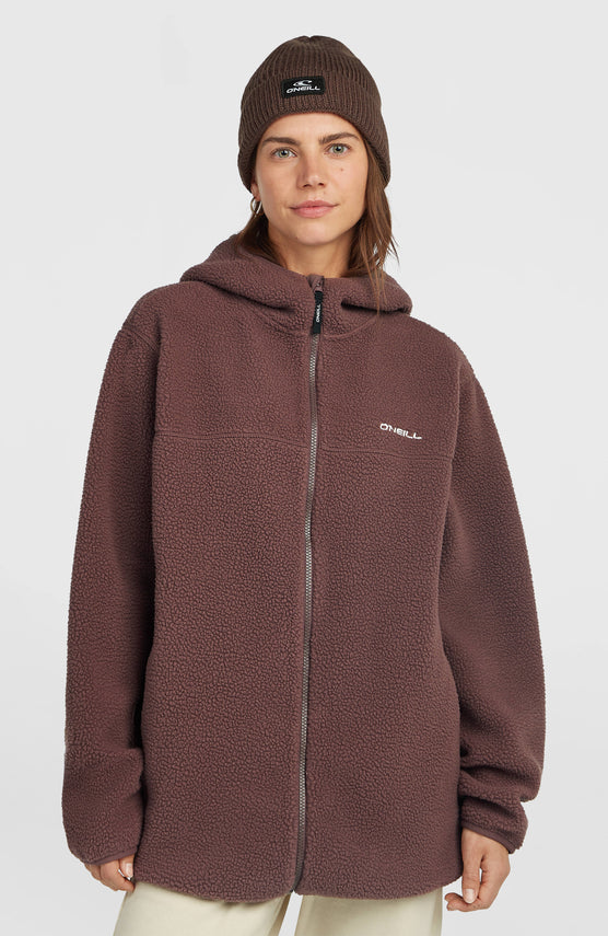 Must-Have High-Pile langer fleecevest met volledige rits | Purple Gray