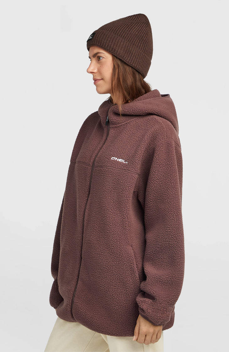 Must-Have High-Pile langer fleecevest met volledige rits | Purple Gray