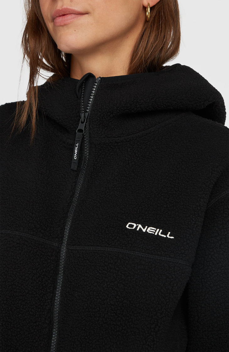 Must-Have High-Pile langer fleecevest met volledige rits | Black Out
