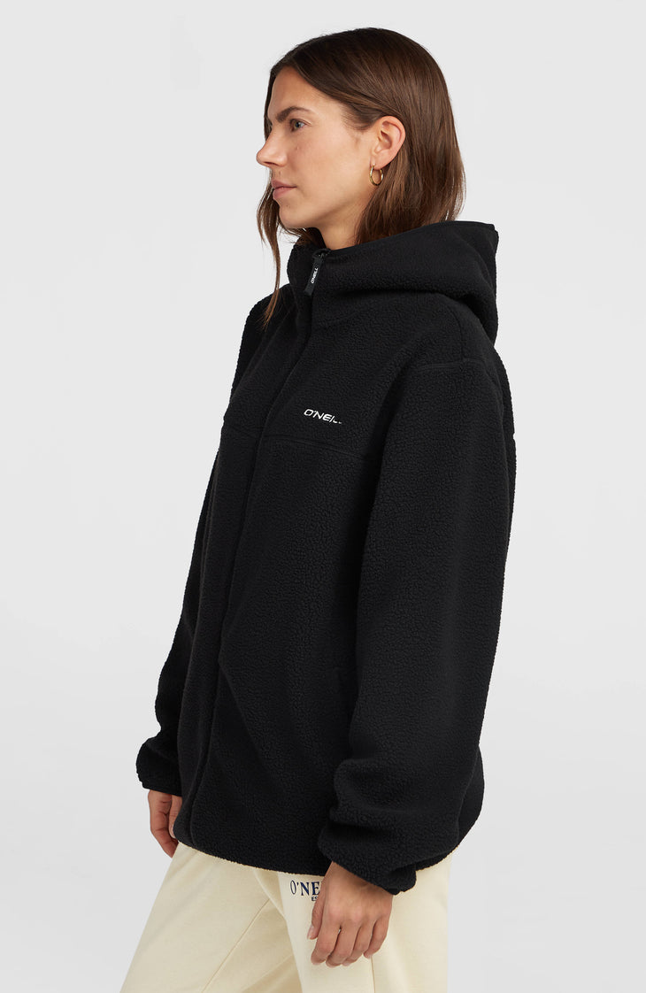 Must-Have High-Pile langer fleecevest met volledige rits | Black Out