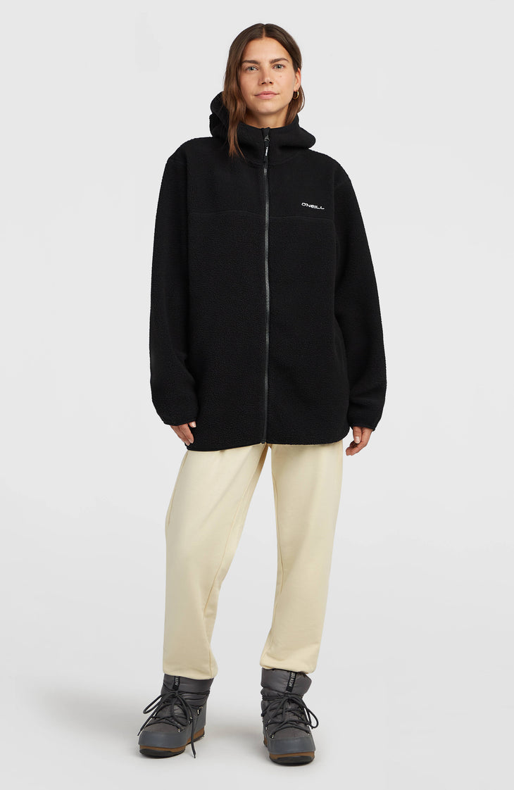 Must-Have High-Pile langer fleecevest met volledige rits | Black Out