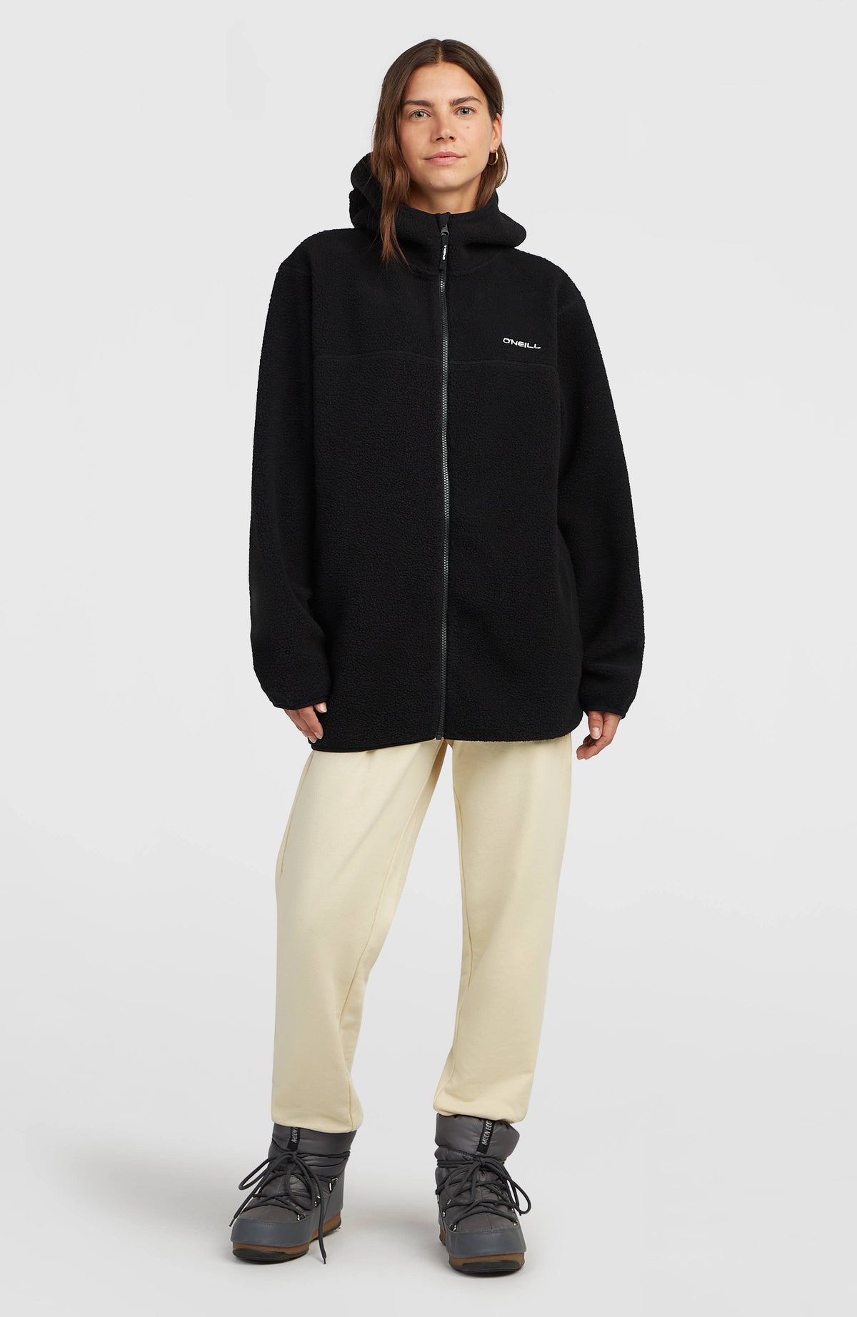 Must-Have High-Pile langer fleecevest met volledige rits | Black Out