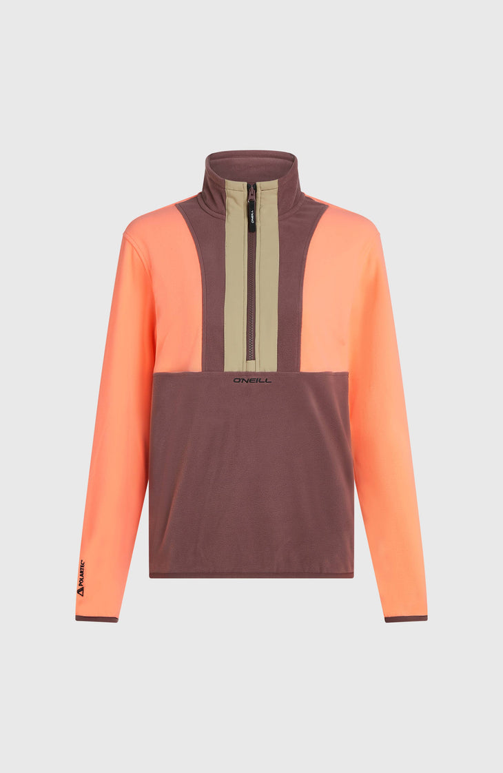 FWC'Cruz Triple Polartec® fleecetrui met halve rits | Funky Peach Colour Block