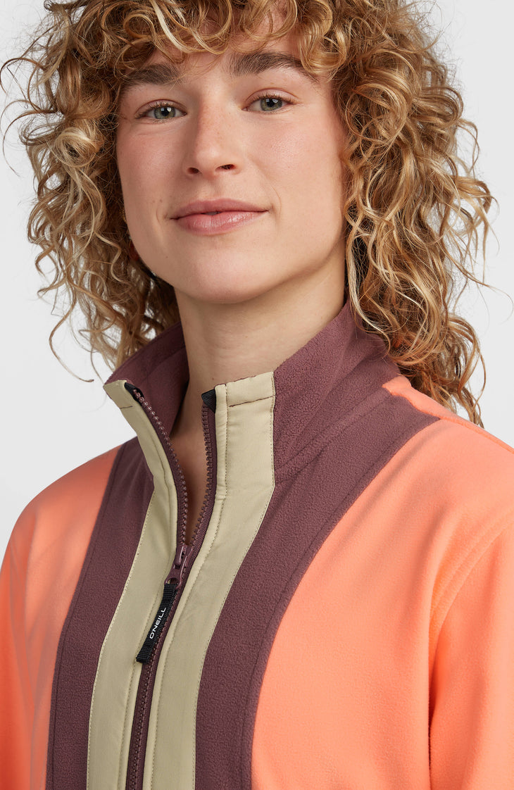 FWC'Cruz Triple Polartec® fleecetrui met halve rits | Funky Peach Colour Block