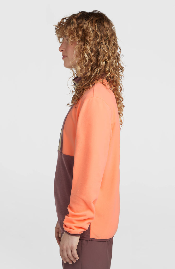 FWC'Cruz Triple Polartec® fleecetrui met halve rits | Funky Peach Colour Block