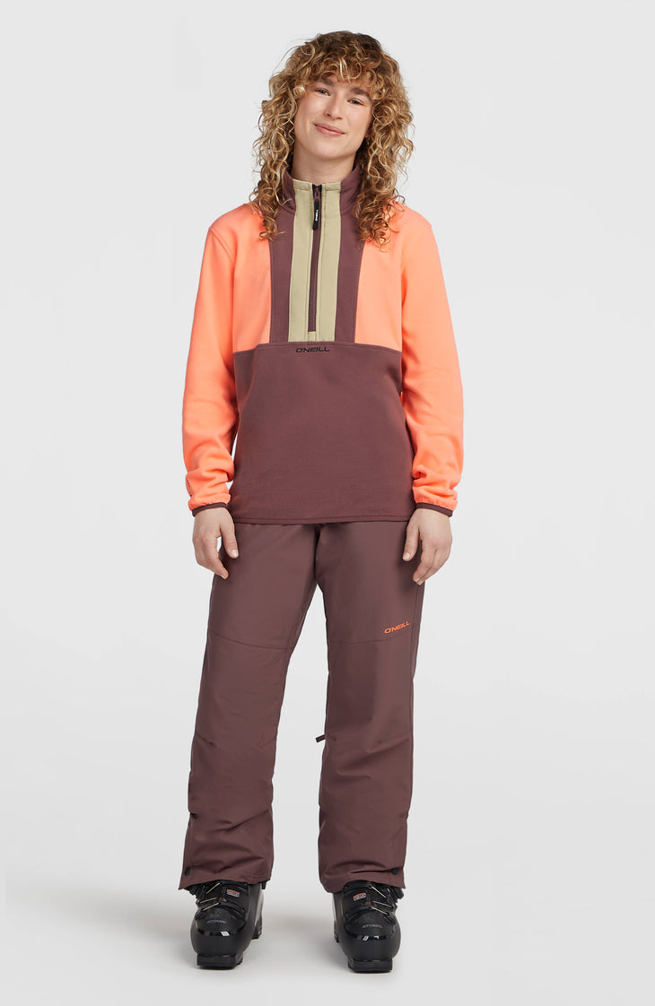 FWC'Cruz Triple Polartec® fleecetrui met halve rits | Funky Peach Colour Block
