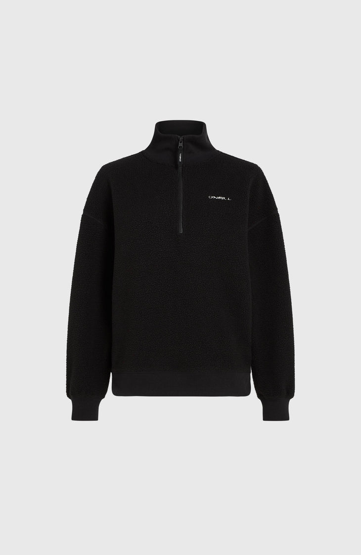Must-Have fleecetrui met halve rits | Black Out