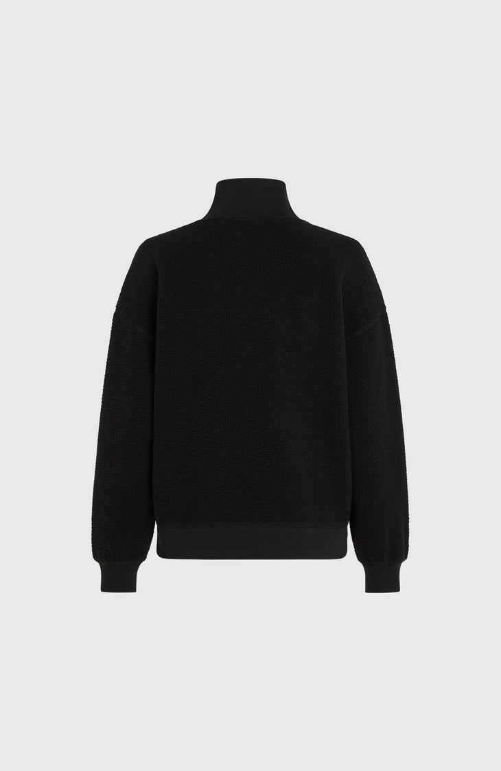 Must-Have fleecetrui met halve rits | Black Out