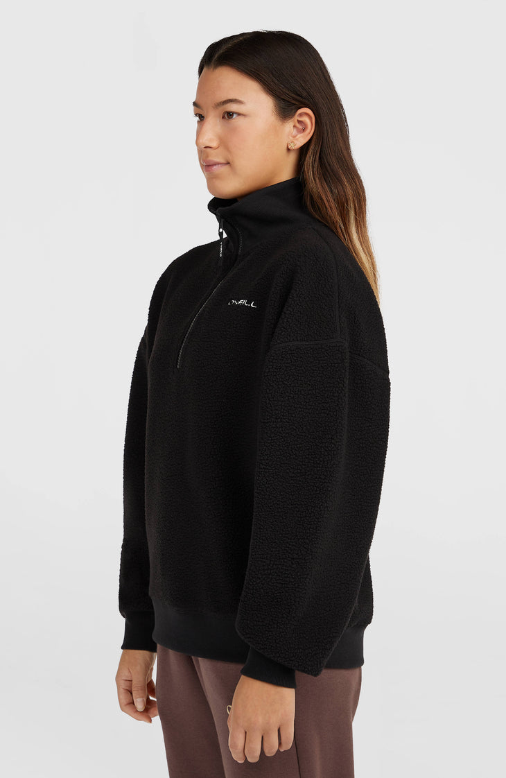 Must-Have fleecetrui met halve rits | Black Out