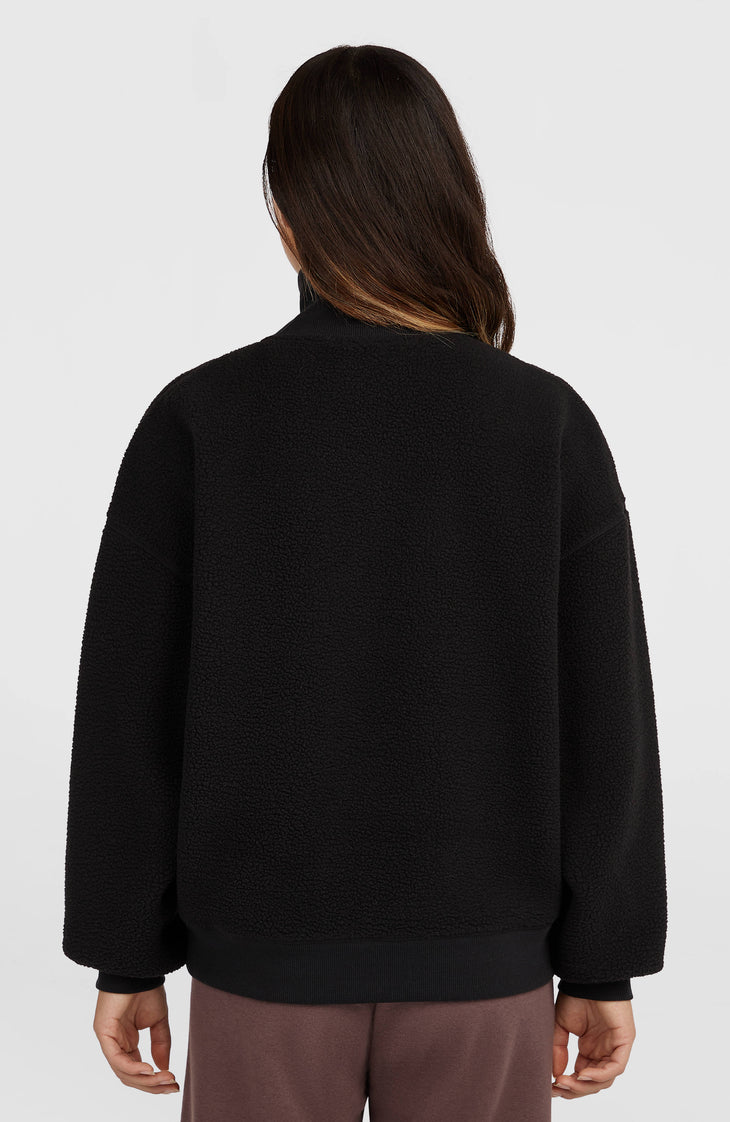 Must-Have fleecetrui met halve rits | Black Out
