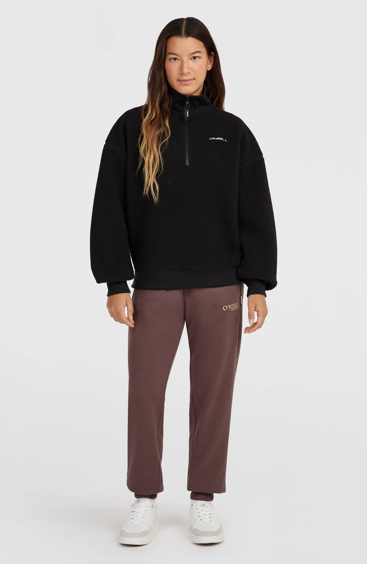 Must-Have fleecetrui met halve rits | Black Out