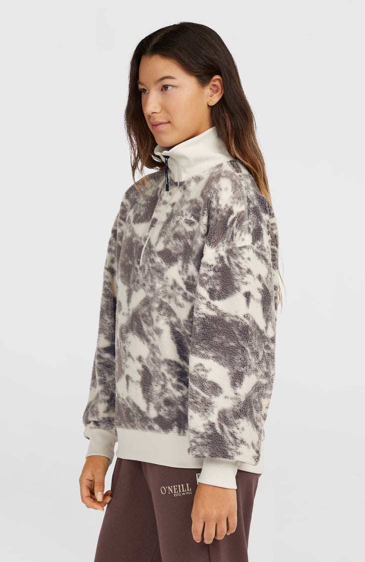 Must-Have fleecetrui met halve rits | Grey Mountain Landscape