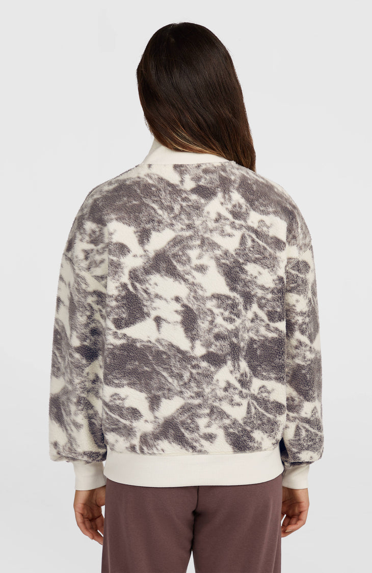 Must-Have fleecetrui met halve rits | Grey Mountain Landscape