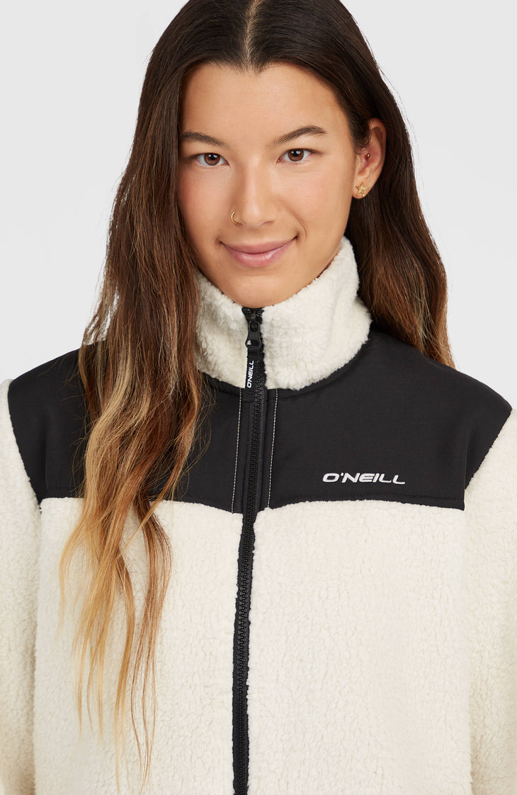 FWC'Cruz Fuzzy fleecevest met volledige rits | Linen White Colour Block