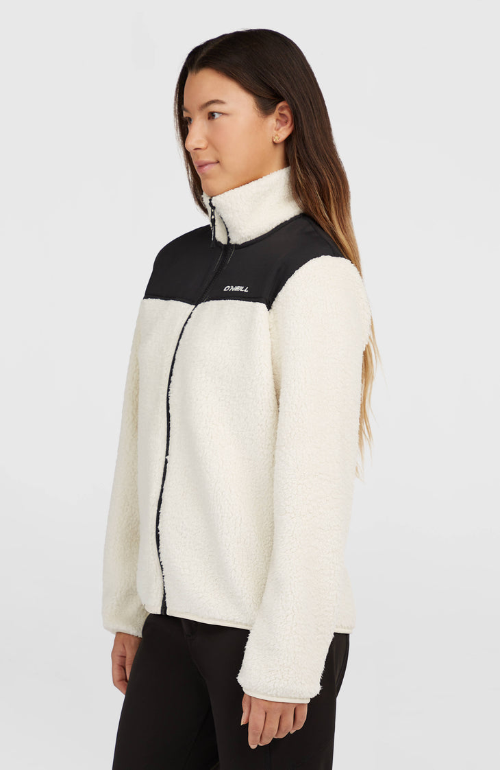 FWC'Cruz Fuzzy fleecevest met volledige rits | Linen White Colour Block