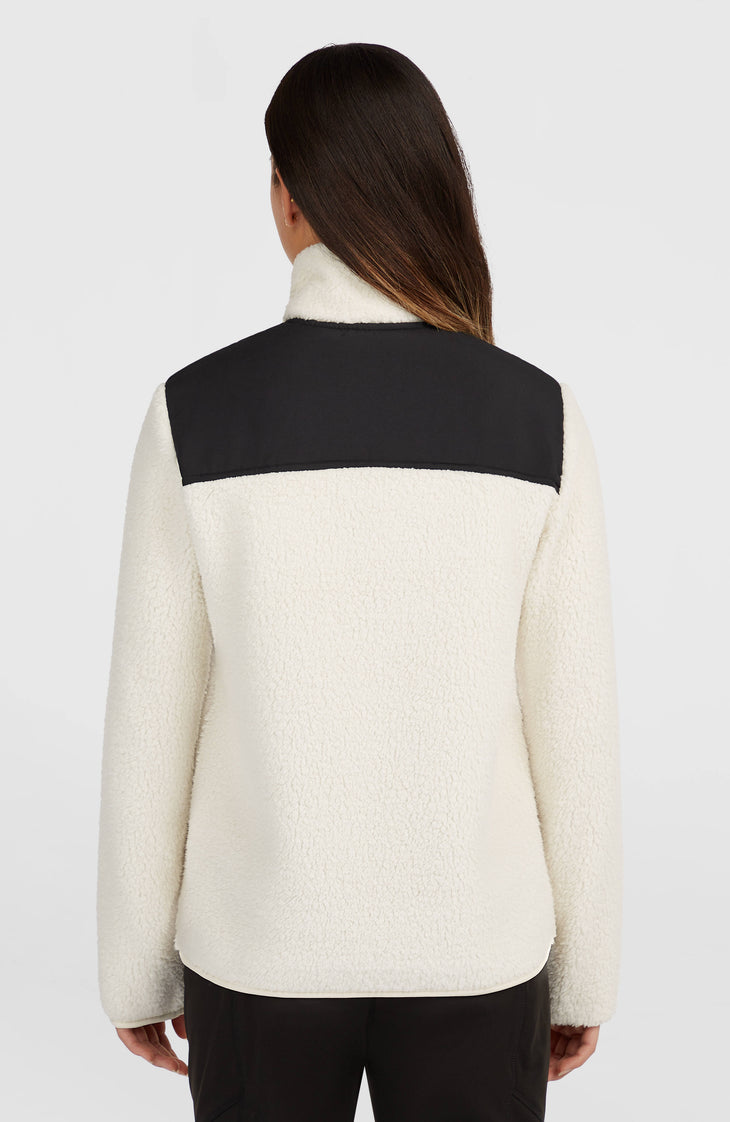 FWC'Cruz Fuzzy fleecevest met volledige rits | Linen White Colour Block