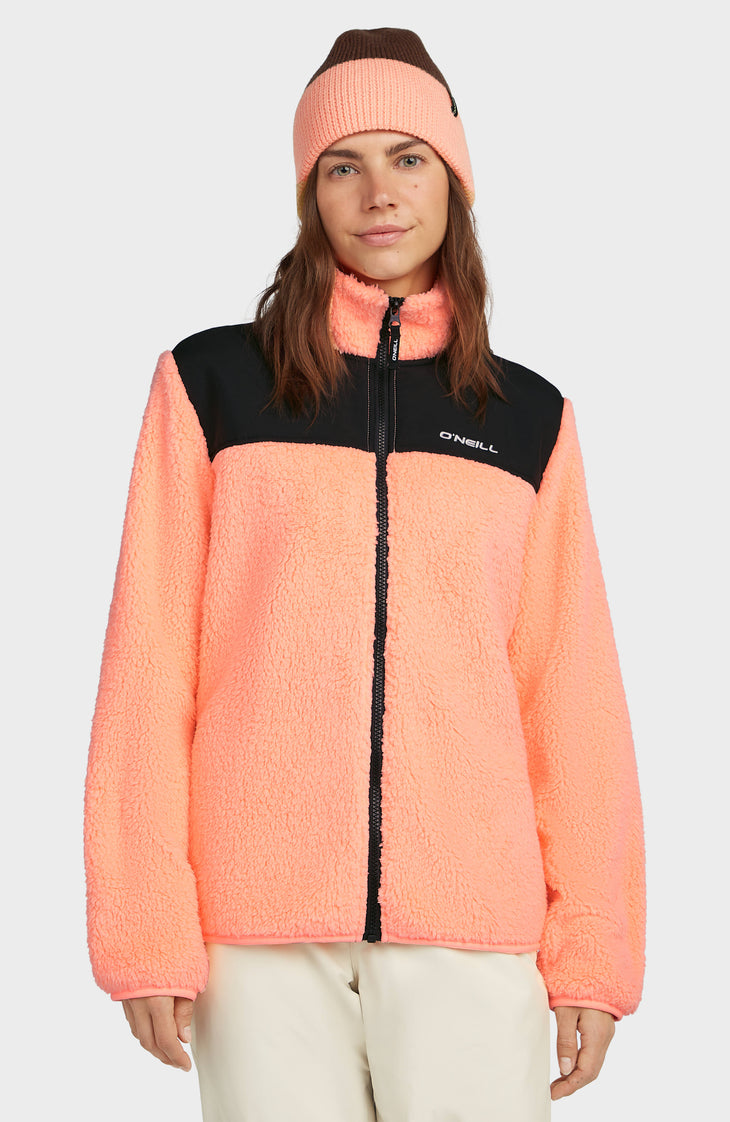 FWC'Cruz Fuzzy fleecevest met volledige rits | Funky Peach Colour Block