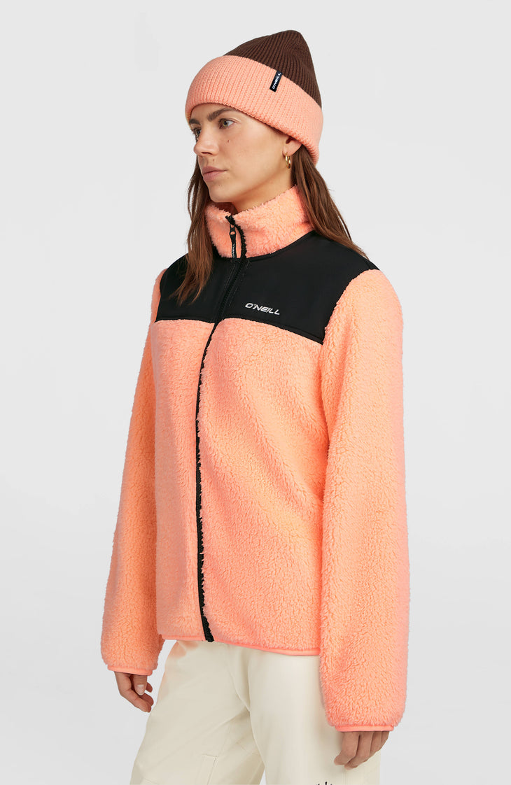 FWC'Cruz Fuzzy fleecevest met volledige rits | Funky Peach Colour Block