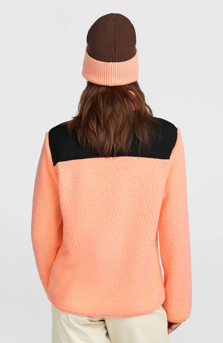 FWC'Cruz Fuzzy fleecevest met volledige rits | Funky Peach Colour Block