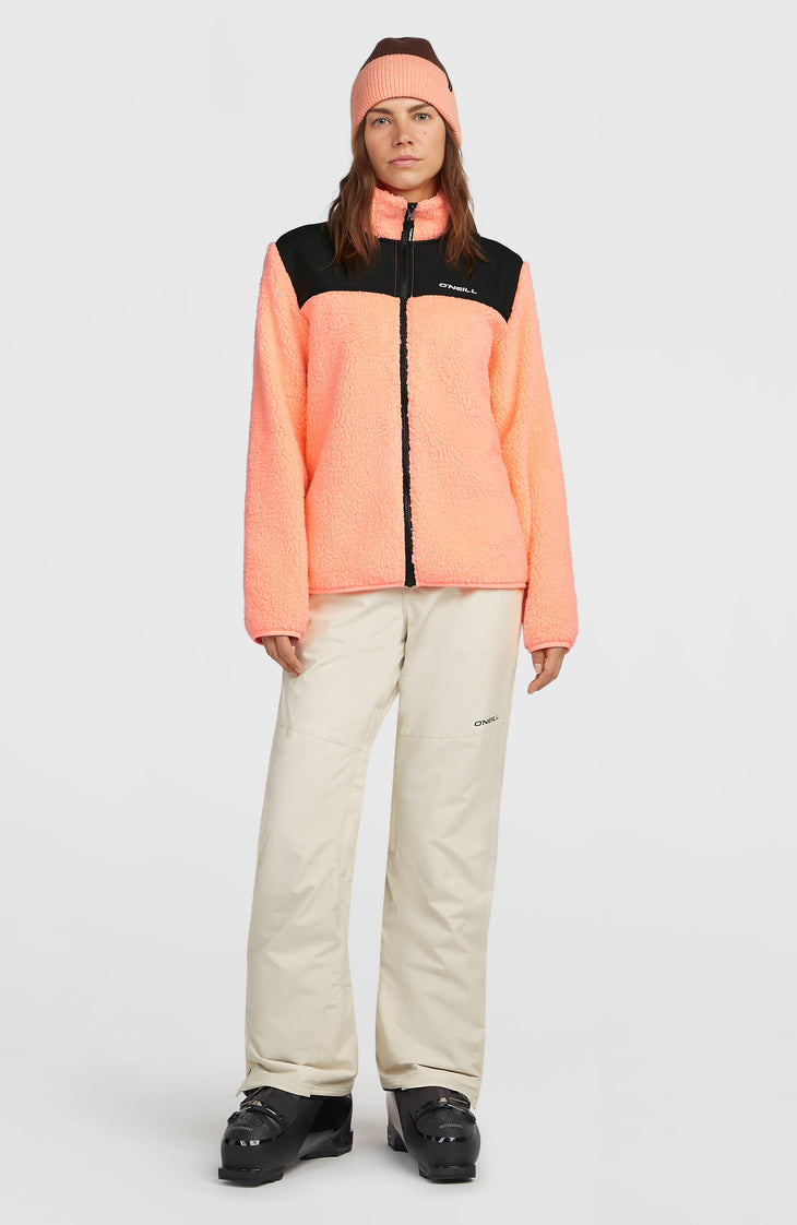 FWC'Cruz Fuzzy fleecevest met volledige rits | Funky Peach Colour Block