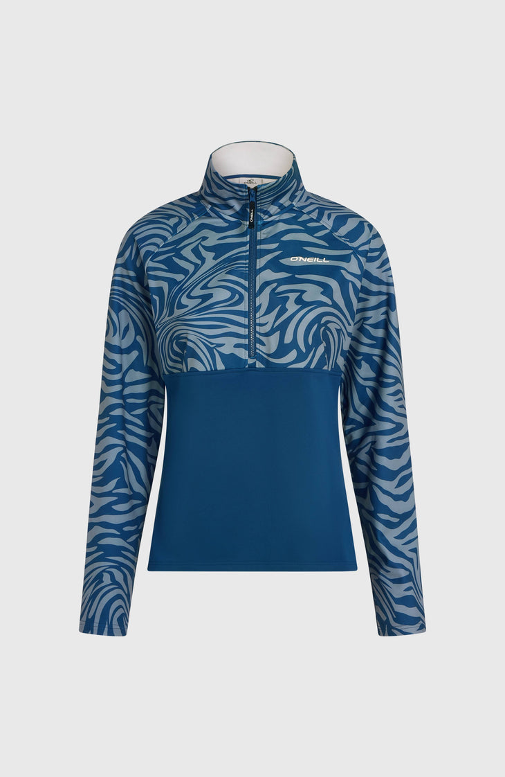 FWC'Cruz Printed fleecetrui met halve rits | Blue Swirl Zebra