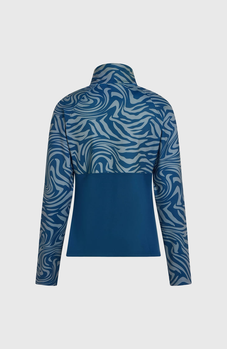 FWC'Cruz Printed fleecetrui met halve rits | Blue Swirl Zebra