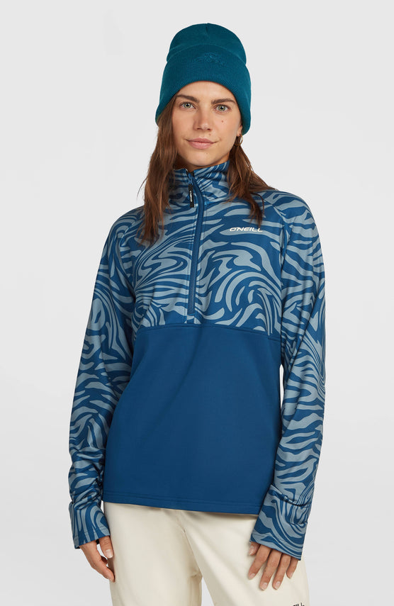 FWC'Cruz Printed fleecetrui met halve rits | Blue Swirl Zebra