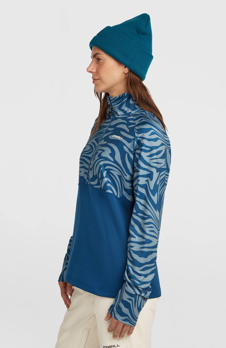 FWC'Cruz Printed fleecetrui met halve rits | Blue Swirl Zebra