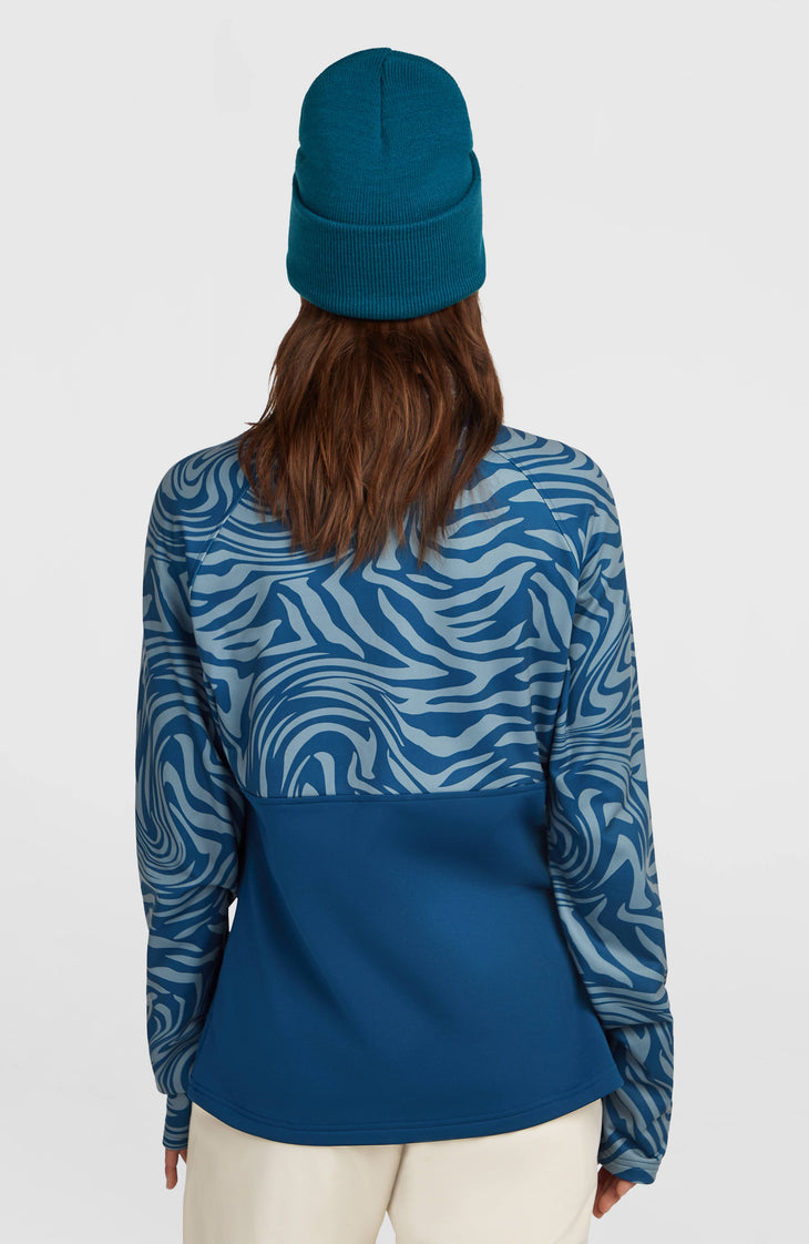 FWC'Cruz Printed fleecetrui met halve rits | Blue Swirl Zebra