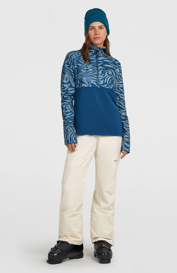 FWC'Cruz Printed fleecetrui met halve rits | Blue Swirl Zebra